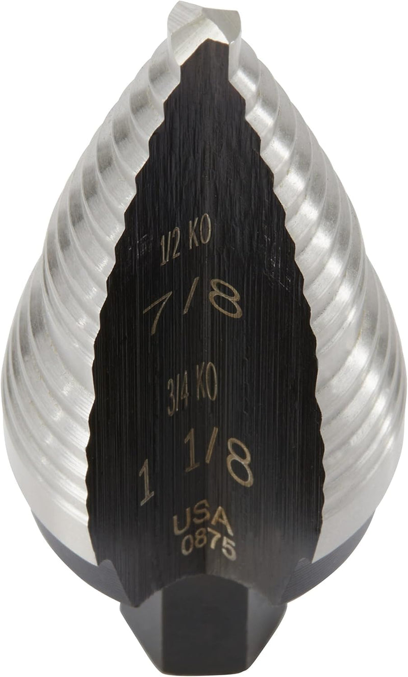Irwin Tools Unibit #9 7/8-Inch and 1-1/8-Inch Step-Drill Bit, 1/2-Inch Shank (10239) #9 (7/8" + 1-1/8") High Speed Steel