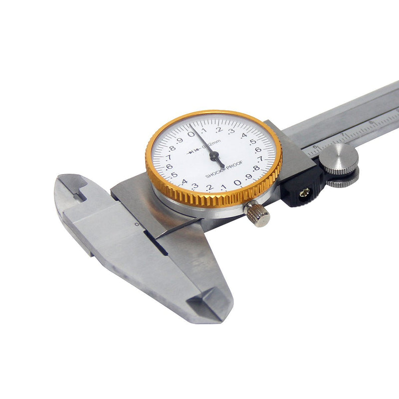 Wisamic 0-150 mm Calliper Dial Calliper Reading 0.02 mm | Precise caliper made of stainless steel, battery-free, ideal for main nozzles, mini drills and precision engineering.
