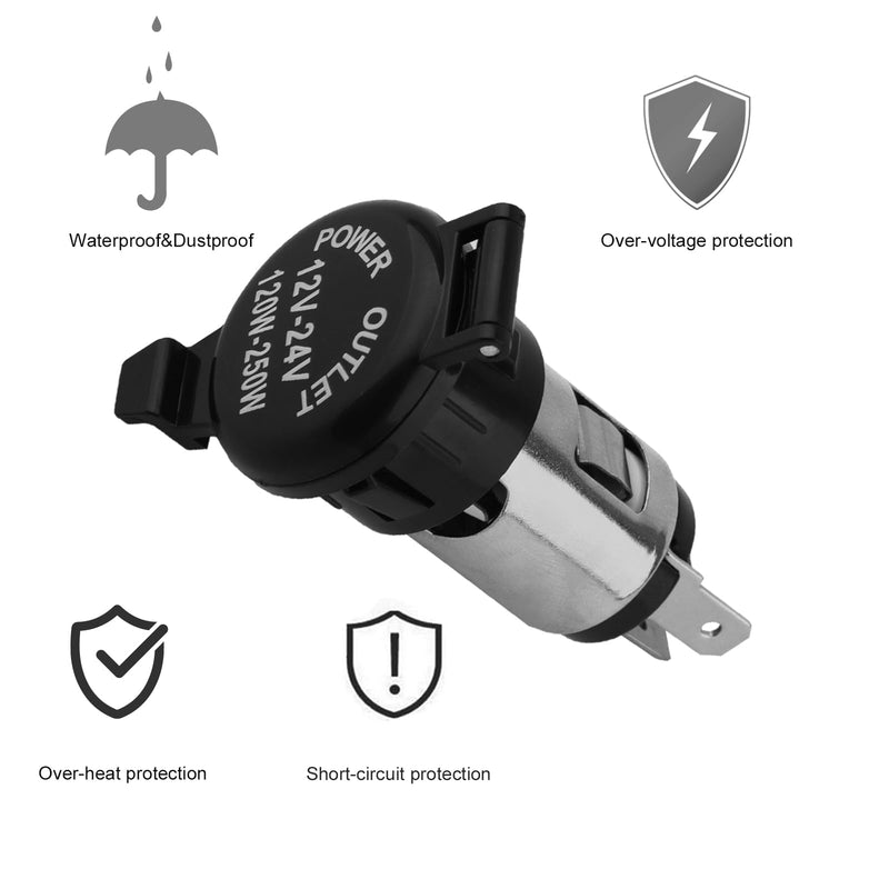 Cigarette Lighter Socket, DC 12V Car Cigarette Lighter,12 Volt Female Power Outlet Socket Replacement with Cover Wiring Harness Waterproof for Automotive Truck RV Boat(2 Pack) 3