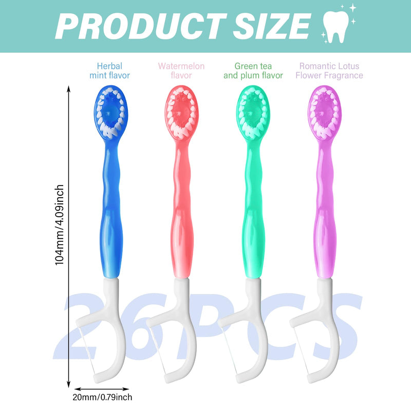 Pack of 26 Mini Travel Toothbrushes, 5-in-1 Toothbrush & Floss, Toothbrushes with Toothpaste, Mini Travel Toothbrushes, Travel Toothbrush, Tongue Scraper (Mixed Pack)