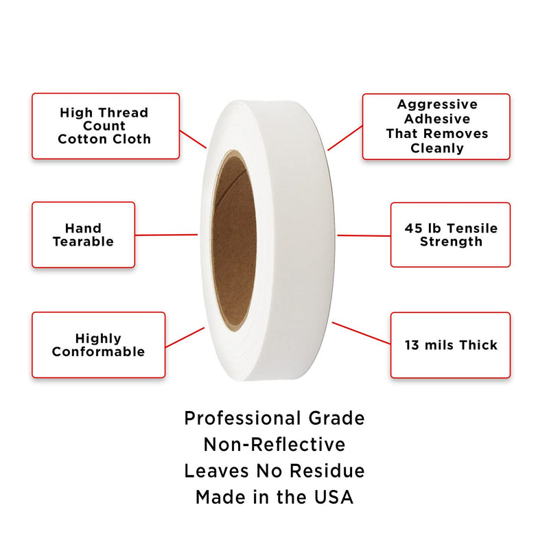 ChromaLabel Premium Gaffer Tape, 30 Yards Per Roll, 1 Inch, White 1" Wide