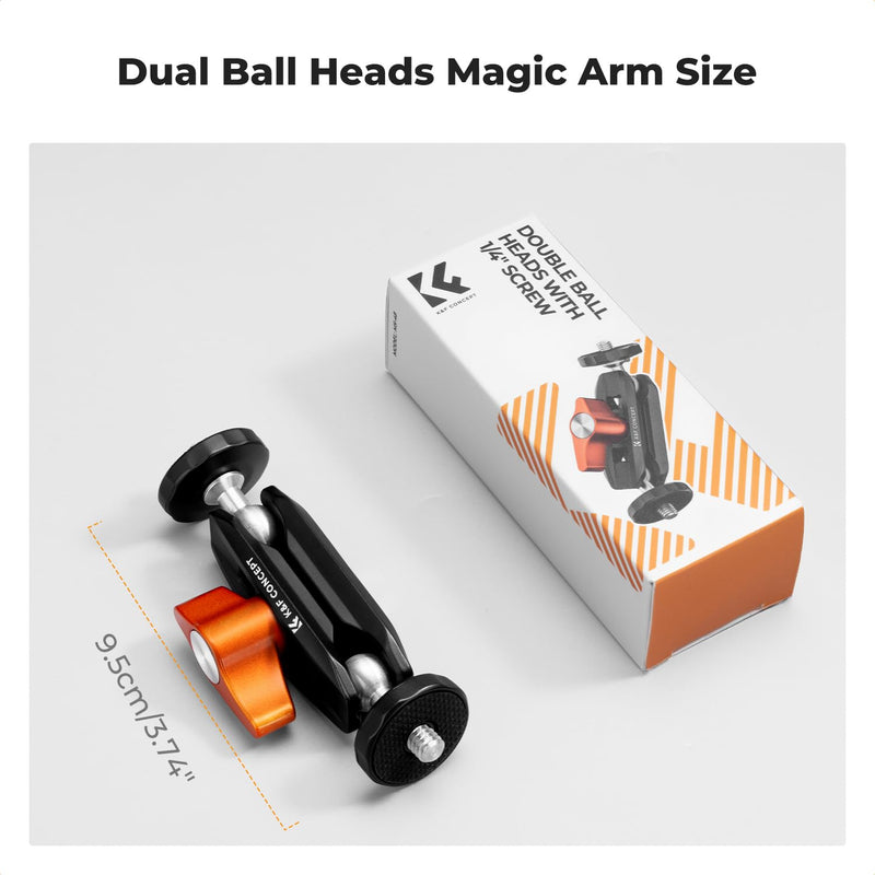 K&F Concept Dual Ball Heads Magic Arm, Articulating Mini Magic Arm with 1/4"-20 Screw, 360° Swivel Ball Head, Aluminum Alloy Camera Monitor Mount Arm for Camera, Light, Microphone, Monitor