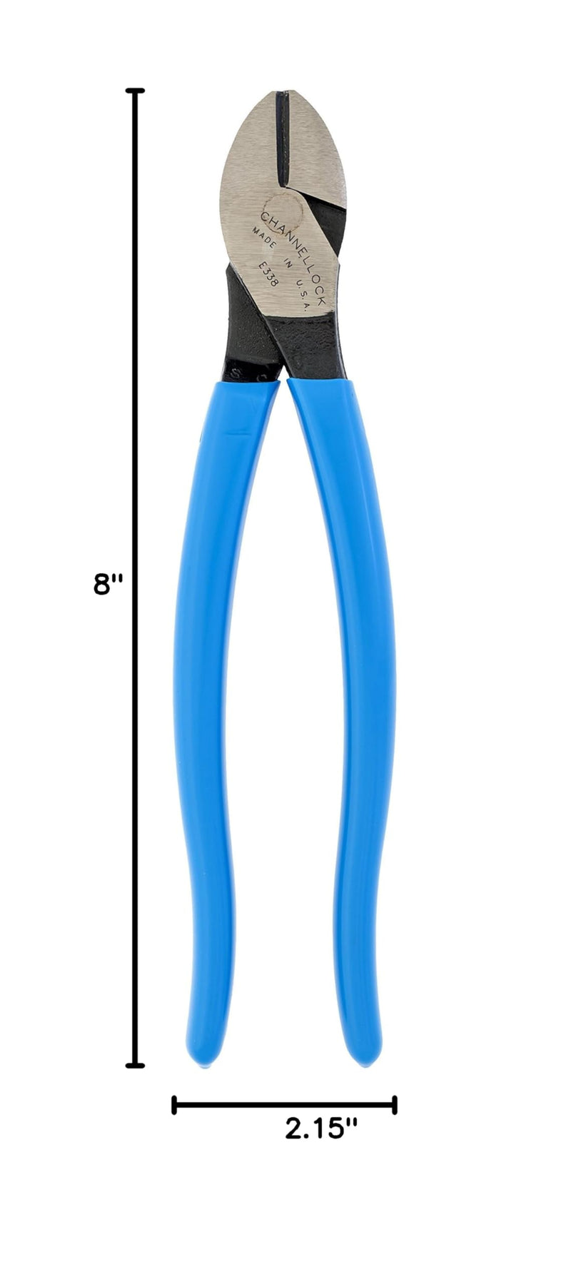 Channellock E338 8-Inch Diagonal Cutting Pliers with Xtreme Leverage Technology (XLT) Requires Less Force to Cut than Other High-Leverage Models | Laser Heat-Treated Cutting Edge for Extended Life | Forged from High Carbon Steel | Made in USA