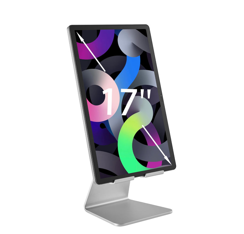 Heavy-Duty Tablet Stand for Desk, Portable Monitor Stand, iPad Stand, Especially Suitable for Large-Sized and Heavy Devices(7''-18''), with Superior Touch Stability.(Silver)