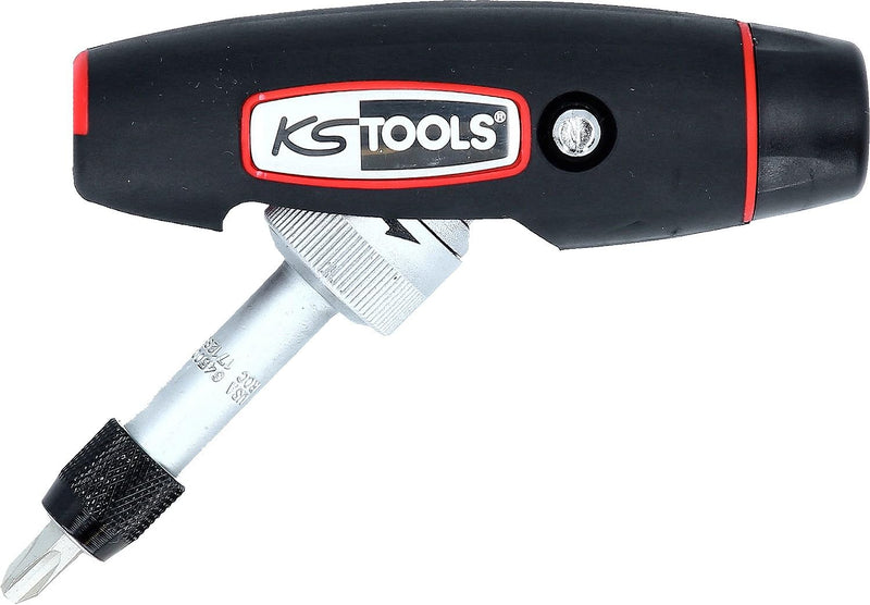 KS Tools T-Handle Ratchet Bit Screwdriver, 1/4" Drive, Swiveling Design, 24 Teeth, 140mm, Ergonomic Handle