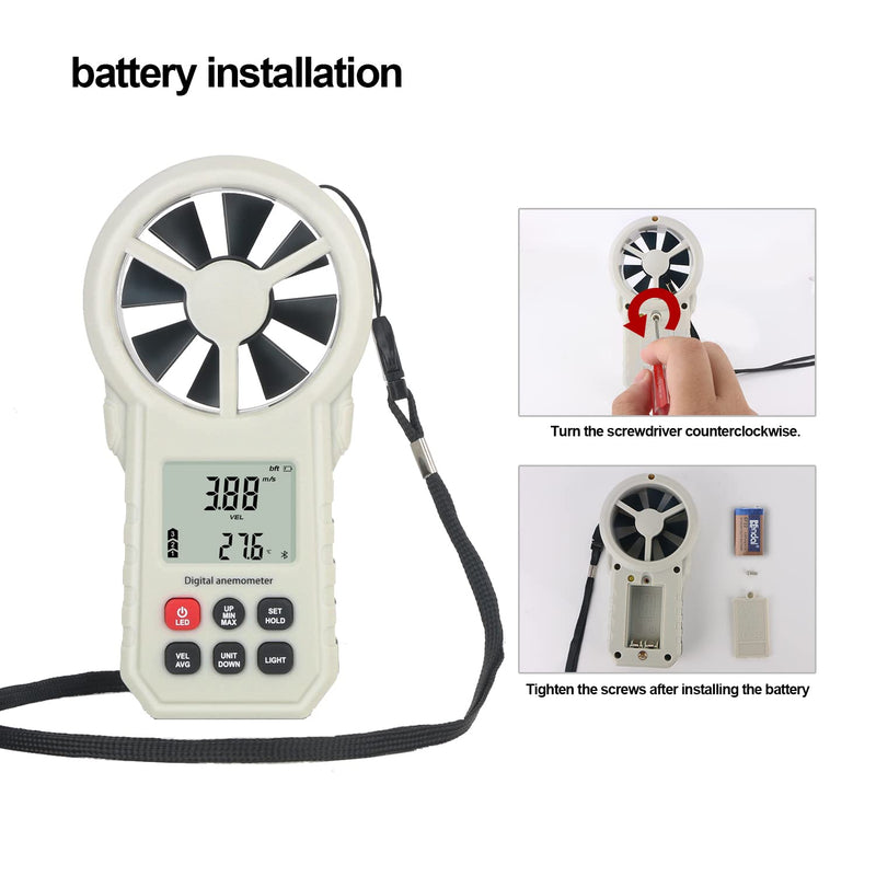 Digital Anemometer Anemometer, Portable Air Flow Meter, CFM Meter for HVAC Fan/Shooting/Drone, Air Flow Speed Meter with Wind Temperature/Humidity Sensor-Gray Black.(APP)