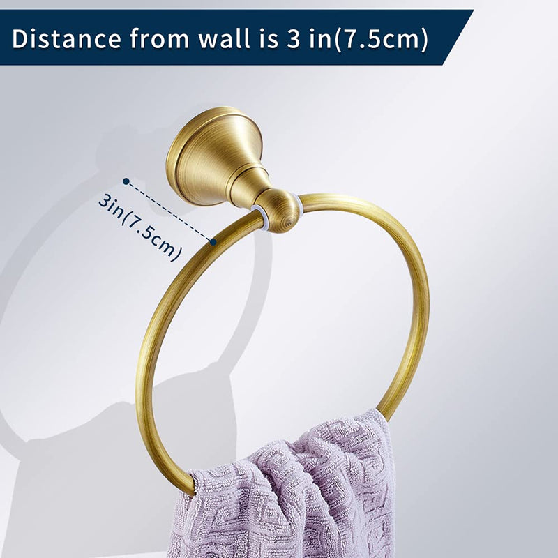 Leyden Towel Ring Antique Brass Hand Towel Holder Bathroom Accessories Brushed Shower Towel Hanger Round Wall Mounted Retro Brass