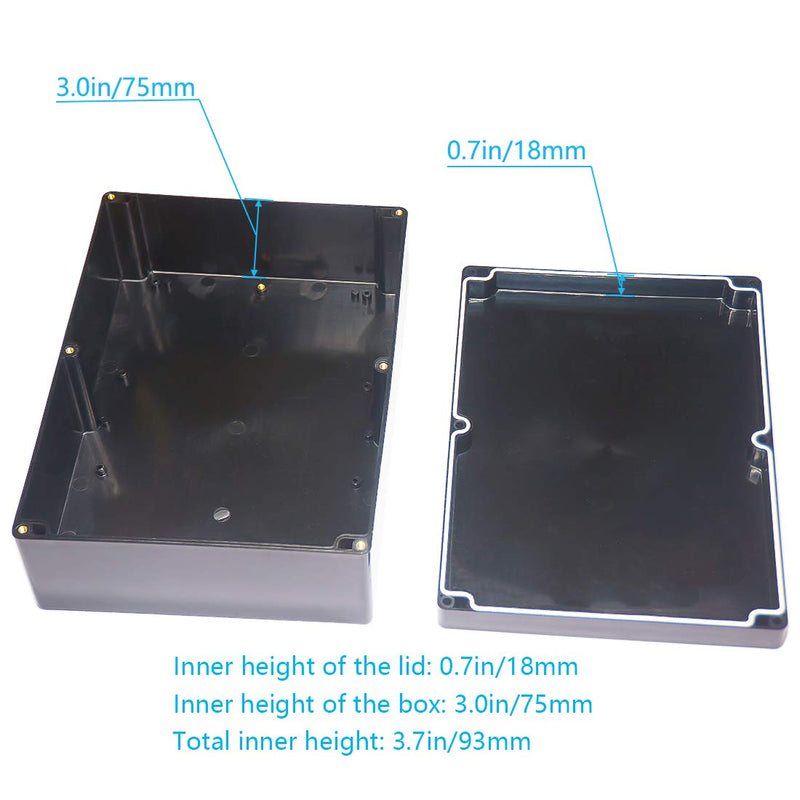 Junction Box, Zulkit Project Box IP65 Waterproof Outdoor Box ABS Plastic Electrical Boxes Electronic Enclosure Black 11.42 x 8.27 x 3.94 inch (290 x 210 x 100 mm)(Pack of 1) 11.42'' x 8.27'' x 3.94''(Pack of 1)