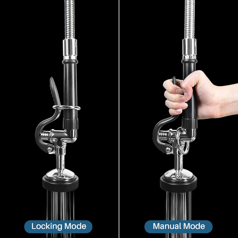 Dishwash Pre Rinse Sprayer for Kitchen: BESTJEEF Commercial Sink Faucet Spray Valve Head Replacement - High Pressure Pre-Rinse Sprayer Assembly for Restaurant Cleaning Black-Round