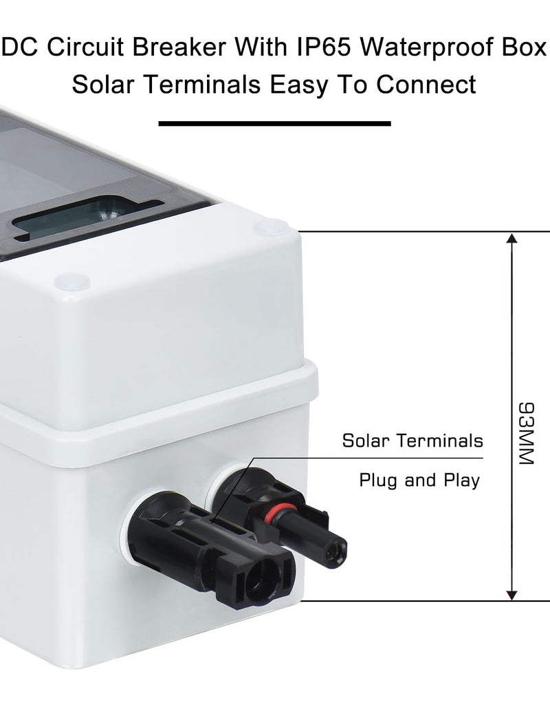 DIHOOL 20 Amp dc Circuit Breaker with Electrical pv Disconnect Box for Solar Panels, Solar Disconnect Switch Outdoor 20 Amp - Uv Proof
