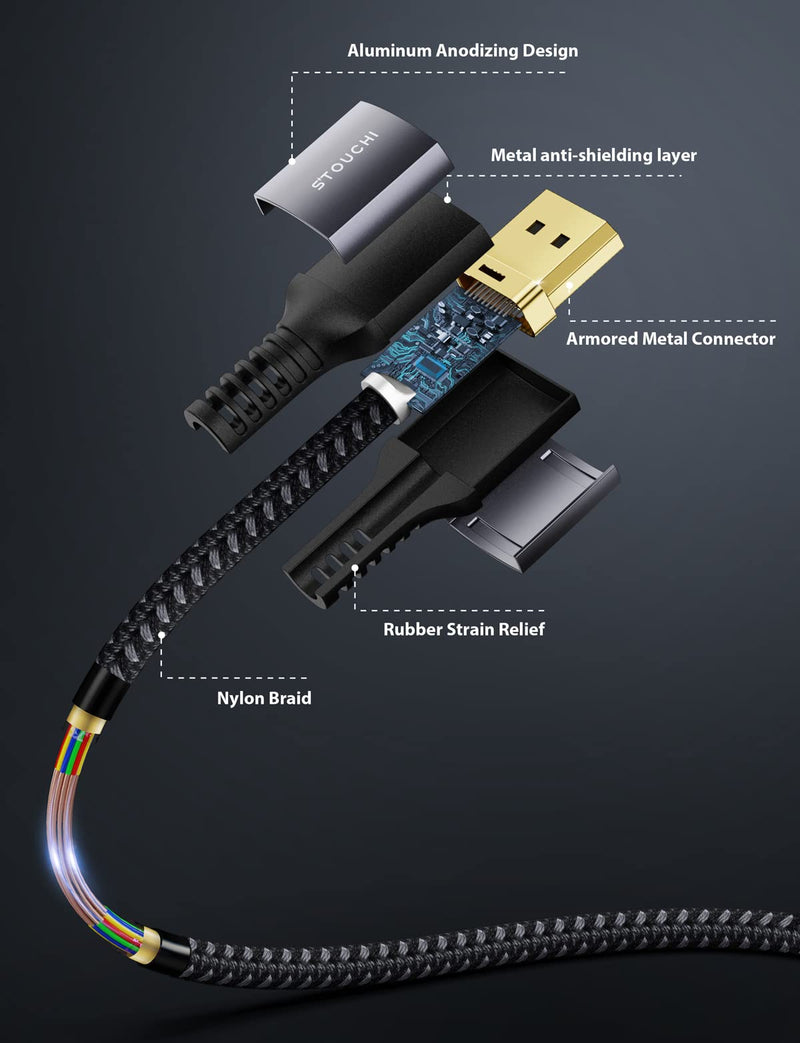 Stouchi DisplayPort Cable 2.1, 16K 3.3FT/1M DisplayPort Cable 80Gbps 16K@60Hz, 10K@60Hz, 8K@60Hz HBR3 4K@60Hz/144Hz 5K@60Hz 1080P@240Hz Support FreeSync G-Sync HDR10 for Gaming Monitor Graphics Card 3.3 FT 16K-Grey 1