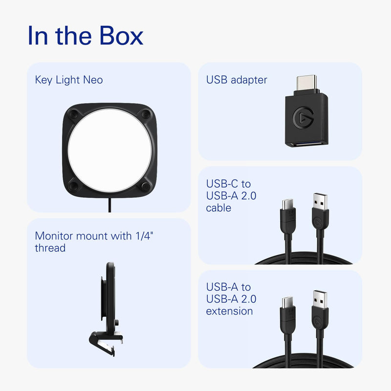 Elgato Key Light Neo (Black) – Professional Video Call Light, No Glare, Adjustable Monitor Mount, Manual or Wi-Fi Control, Office/Streaming, Teams/Zoom/Slack/Twitch/YouTube – Laptop, PC, Mac Black