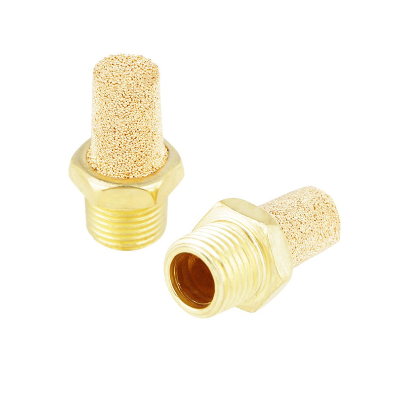 FTVOGUE Air Filter Silencer Set, G1/8 Male Thread, Sintered Brass and Iron, 25 Pieces, 0.9" Length, Pneumatic, 0-1.6MPa Working Pressure