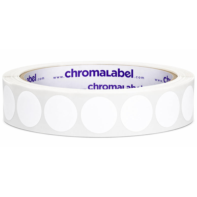 ChromaLabel White Dot Stickers, 1/2 Inch Round Sticker Labels, Permanent Semi-Gloss Paper Dots, 1000 per Roll for Labeling, Inventory, Classroom, Office, Crafts 1/2"