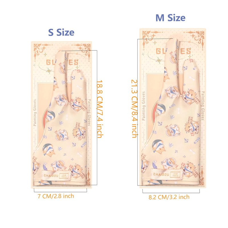 Artist Drawing Glove Art Two-Finger Glove Animal Print for Drawing Tablet/Pen Display/iPad for Right and Left Hand Yellow S