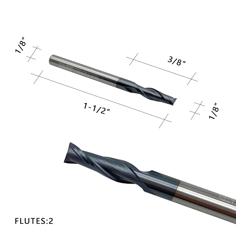 Carbide Square End Mill - 2 Flute - 1/8" 2T (5 Piece, 1/8") - for Milling Alloy Steels, Hardened Steel, Metal & More – Mill Bits Sets for DIYers & Professionals by LU&MN 5 1/8 in