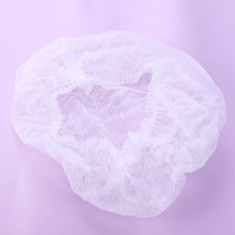 Artibetter 100pcs Non-Woven Fabric Mesh Cap Head Caps Disposable Caps Beret Cap for Cosmetics Laboratory Nurse Food Service Hospital (White)