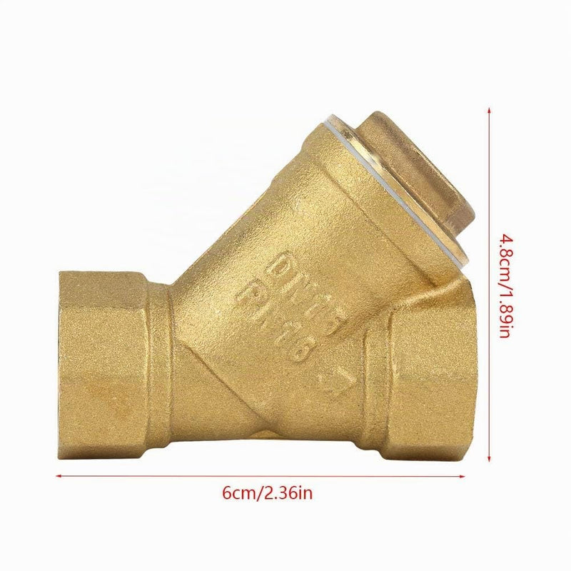 Akozon Y Shaped Filter Ball Valve 1/2 Inch BSPP Female Thread Y Shaped Three Way Brass Strainer Filter Valve Connection for Water Oil Separation