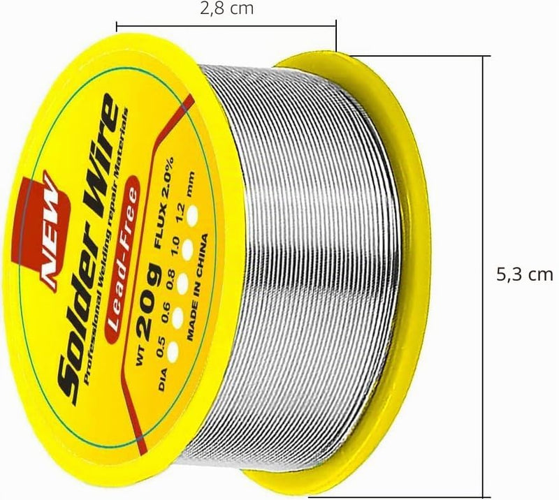 2 pieces 0.8 mm solder, lead-free solder with rosin core, solder with flux 20 g, solder wire, soldering wire for repair and DIY of electronic electrical soldering components 2 Pieces 0.8 Mm/20 G