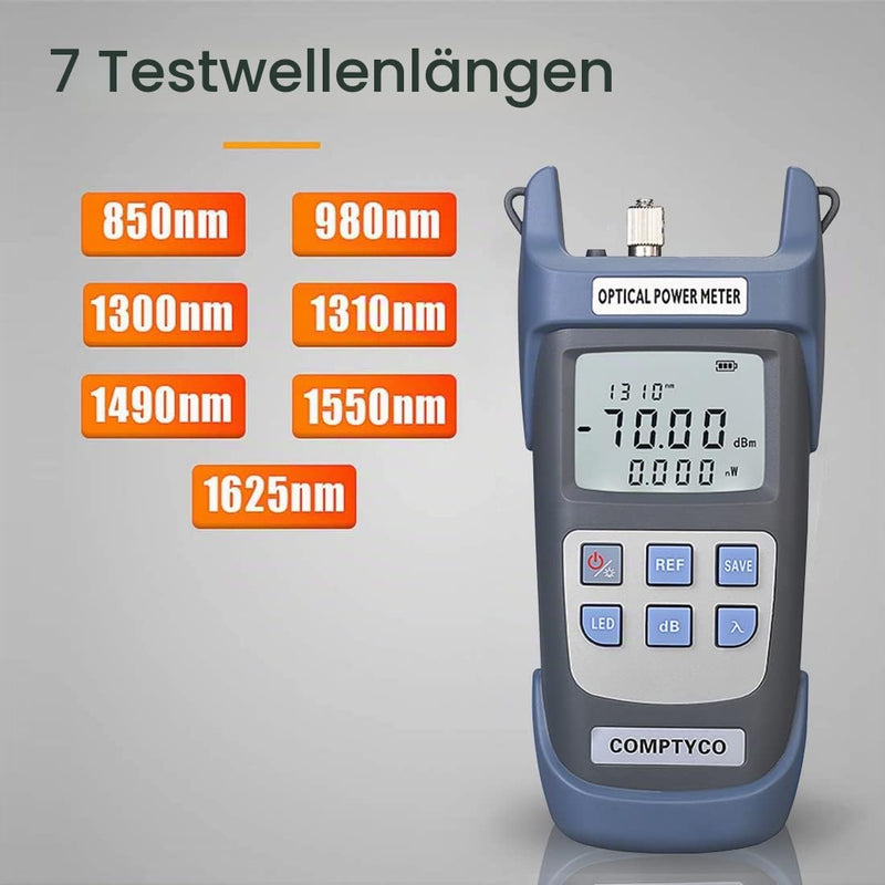 2-in-1 FTTH Fibre Optic Tool Kit, Visual Troubleshooting 30 km | With Fiber Optic Power Meter -70 +10dBm, 30mW Visual Fault Locator Fiber Test Pen Blue and purple