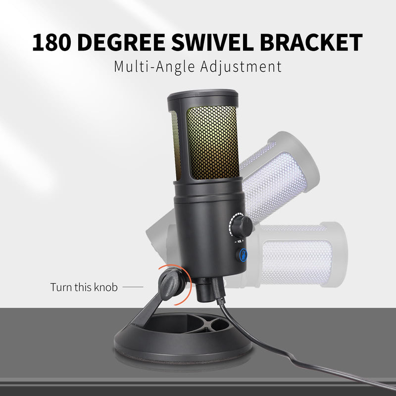 RGB Microphone, USB Live Streaming Capacitor Microphone, Computer Competitive Recording Tape, Lighting