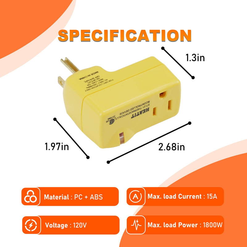 HEATIT ET-21 Freeze Thermostatically Controlled Outlet On at 38F /Off at 50F ET-21-2 2PCS 2.0