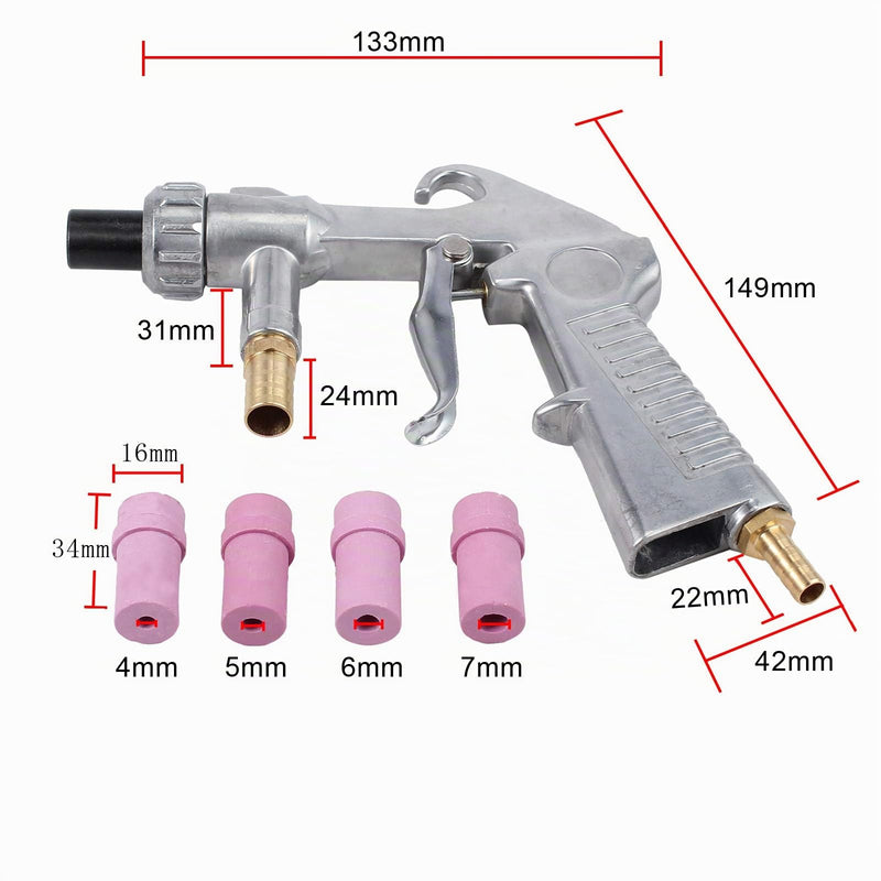 Sandblasting Gun Set Compressed Air with 4 Ceramic Nozzles for Sand Blaster | Sandblasting gun kit, sandblasting device, sandblasting device for professional and DIY projects