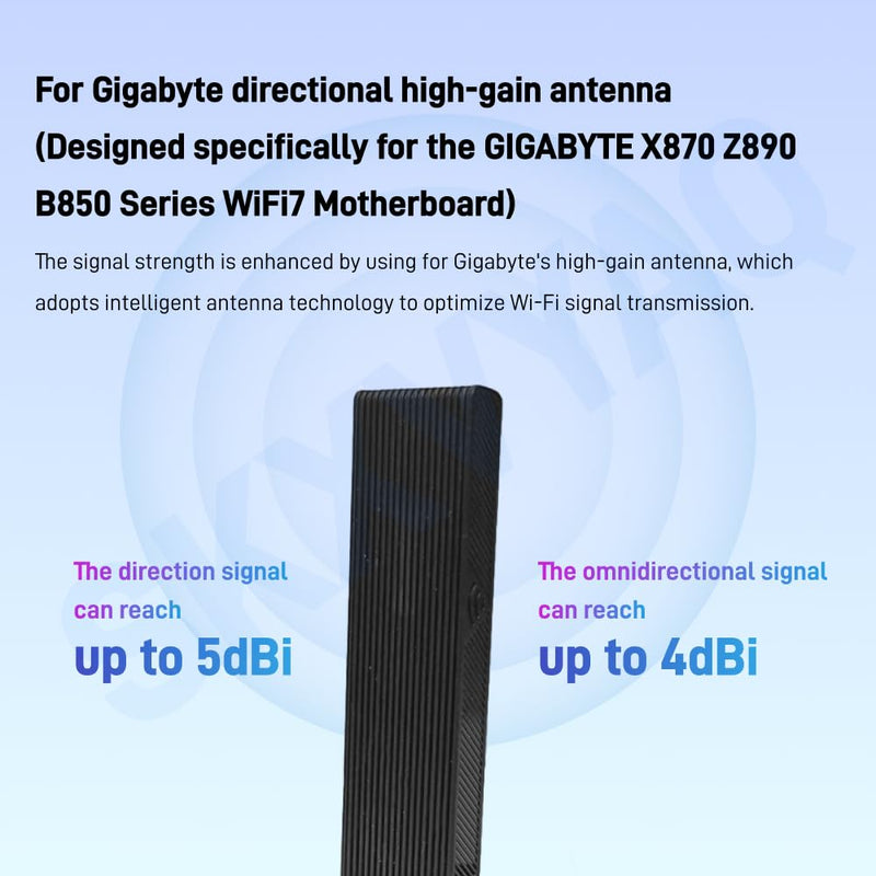 for GIGABYTE WiFi 7 Antenna 2.4G 5G 6G WiFi 6E Magnetic WIFI7 for GIGABYTE B850 AORUS Elite,B850 Series B850M B850I Motherboard with New Interface PC Desktop Computer Black