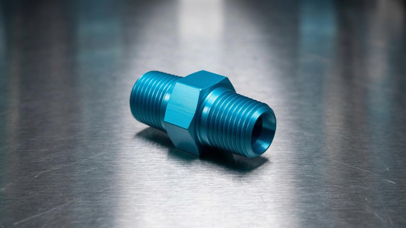 PrecisionGeek Aluminum 1/8 NPT to 1/8 NPT Male to Male Adapter/Coupling Plug, Anodized - 1 Piece (Blue) Blue