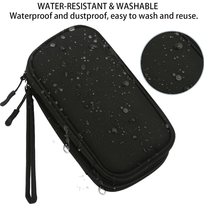 Electronics Organizer Travel Bag, Small Cable Organizer Case Waterproof Accessories Pouch, Travel Electronic Carrying Case for Cord, Charger, Phone, USB, Power Bank, Earphone (Black, Medium) Black