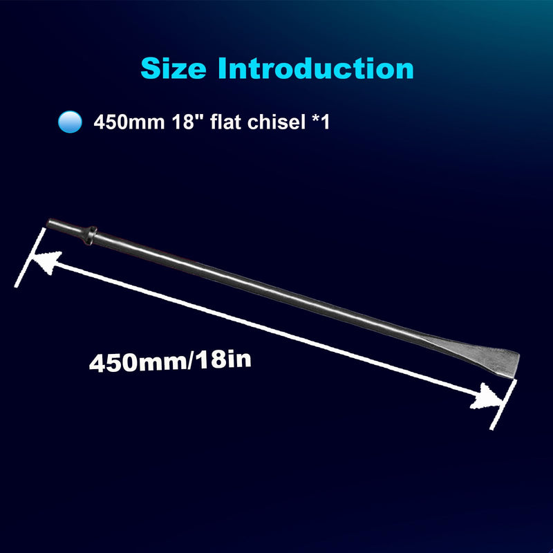 Scraper 3/4" Width 18" Long Flat Chisels Air Pneumatic Hammer Chisel with Round Collar for Concrete and Tile Chisel, Air Hammer Punch Chipping Bits Tool, Cr-Mo Alloy Steel