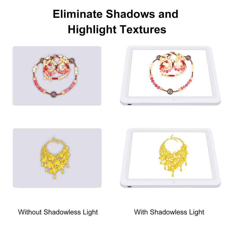 LED Shadowless Light Panel Pad for Photo Studio Box, PULUZ Photography Soft Light Plate 8" X 8" / 20 x 20 cm Photography Softbox Bottom Light for Jewelry Crafts Commercial Object Photographing 8'' x 8''inch / 20cm