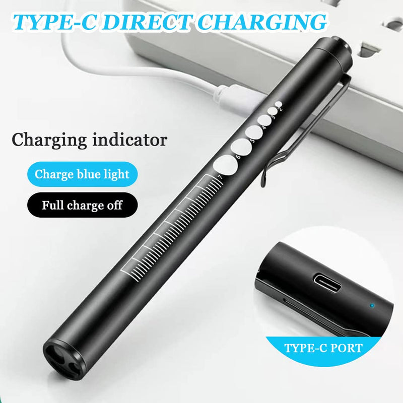 LEKIA Medical Pupil Light, Diagnostic Light, Nurse Emergency Service Accessories with Pupil Measuring Device and Ruler, Rechargeable USB LED Penlight for Nurses, Student Doctors, 1 Piece, Black