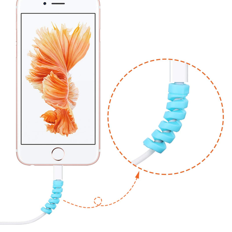 Jetec 24 Pieces Charger Cable Protector, Silicone Flexible Cable Saver, Mouse Cable Wire Protector, Suit for All Cellphone Data Lines(Black, Pink, Blue, Green) Black, Pink, Blue, Green