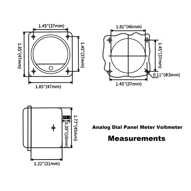 Analog Dial Panel Meter Voltmeter Gauge SO-45 DC 0-15V Round Current Measuring Ammeter, 1 Pcs DC0-15V