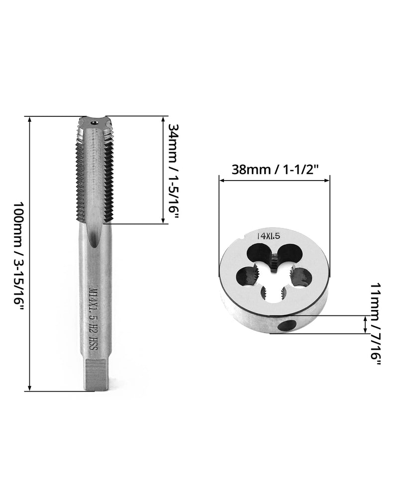 QWORK® tap M14x1.5mm, tap and die set M14*1.5MM