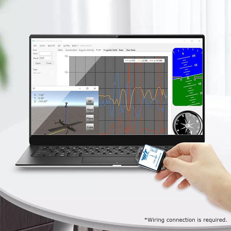 【9-axis vibration inclinometer WT901C-232】High stability acceleration+gyro+angle (XY 0.05° accuracy) + digital compass, three-axis MPU9250 gyroscope sensor【Kalman filtering】