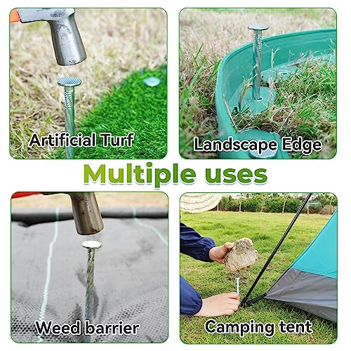 50-Pcs Galvanized Landscape Stakes, 10-Inch Length, 0.7 Inch Extra Large Top, Spiral Metal Anchoring Spikes, for Paver Edging, Weed Barrier, Camping Tent, More