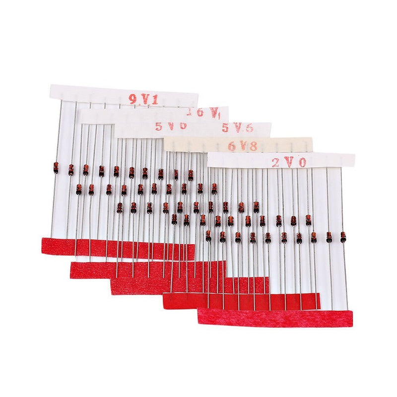DollaTek 300Pcs (2V~39V) 30 Values 1/2W 0.5W Zener Diode Set Mixed Assortment KIT