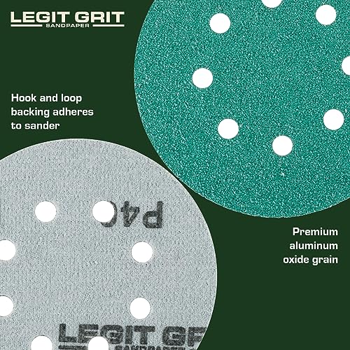 5 inch Sand Paper Disc, 8-Hole, 40 Grit, 100 Pack Coarse