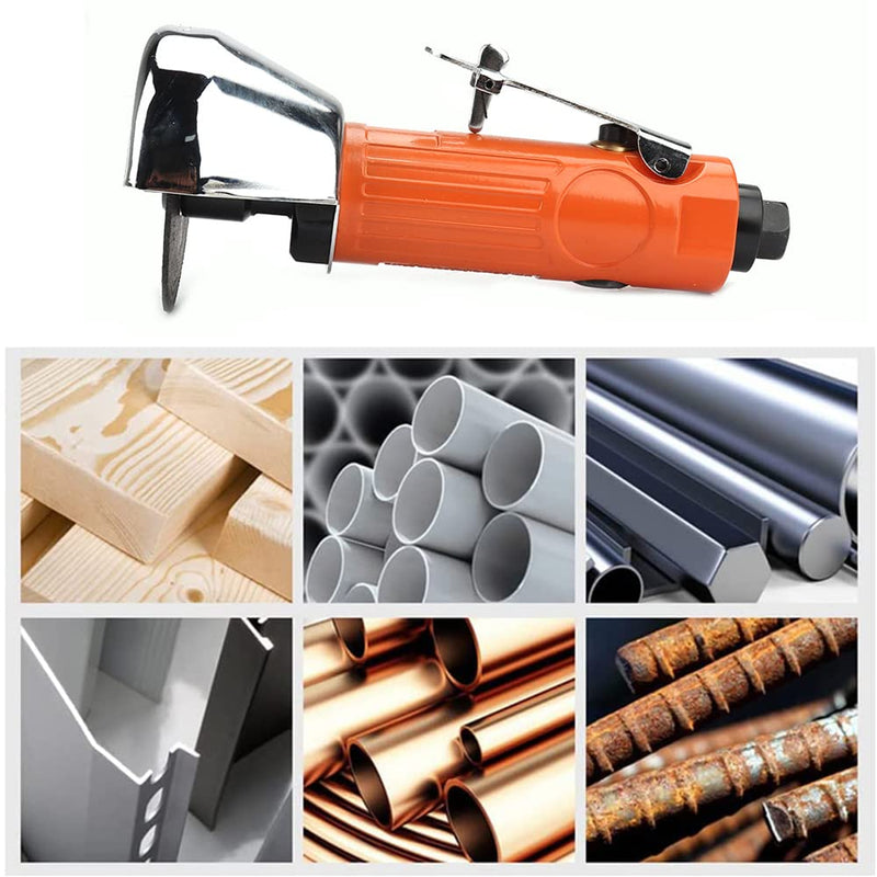 Air Cut Off Tool with 5Pcs 3-inch Die Grinder Cut-Off Wheels, Pneumatic Metal Sheet Cutting Tool, Heavy Duty Air Cutter Cut off Tool Orange Machine Set