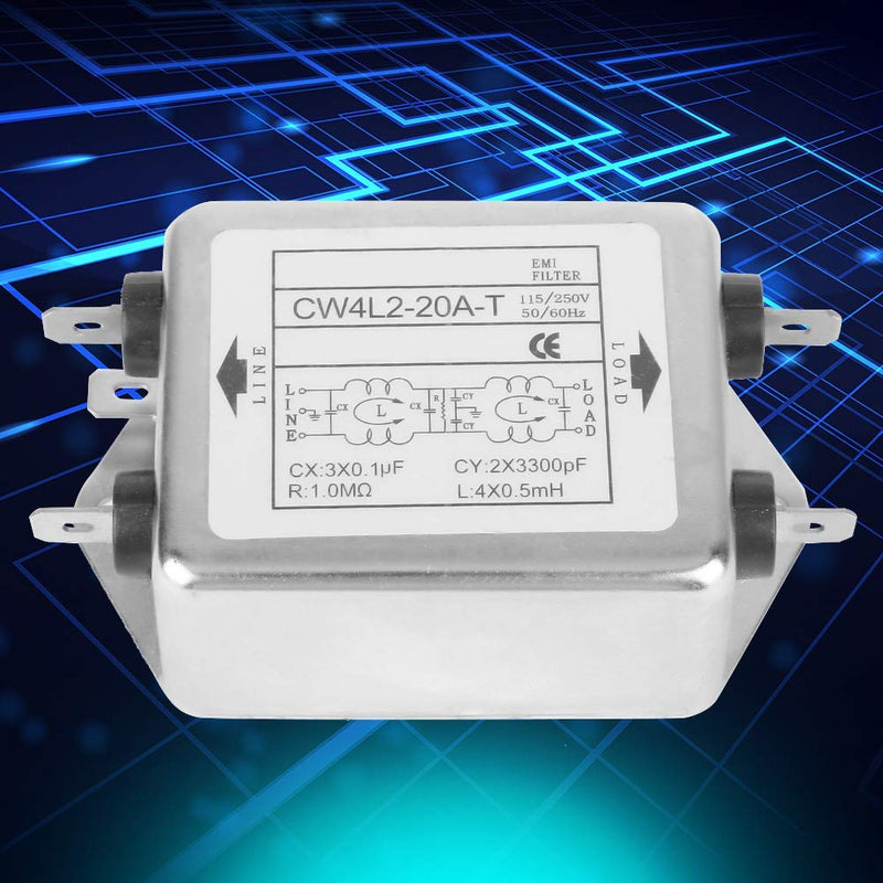 Line Filter 230V, Power Emi Filter 20A, CW4L2-20A-T, Line Filter Single Phase Filter, EMI Power Filter, 115V/250V 20A 50/60Hz, Electromagnetic Interference Filter