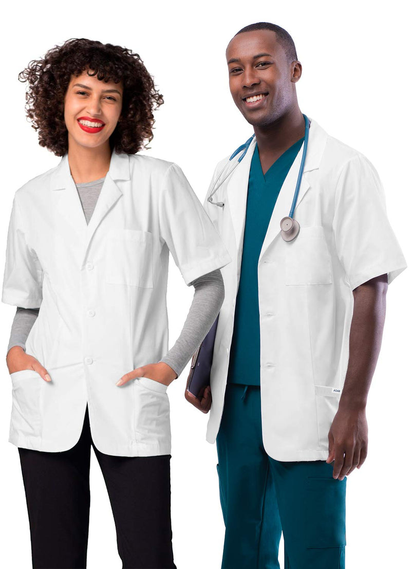 Adar Universal Unisex Lab Coats - Short Sleeve 31" Consultation Lab Coat Large White