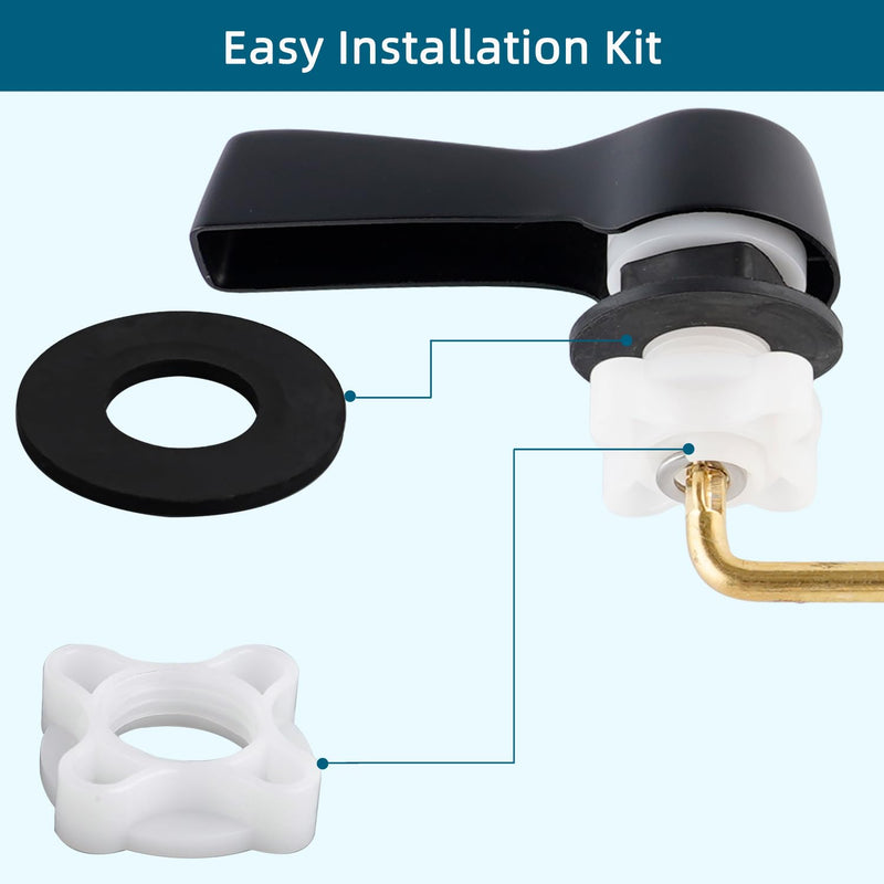 2PCS Metal Toilet Handle Lever Replacement, Universal Fit, Matte Black | Front Mount Toilet Handle Compatible with American Standard/Mansfield/Gerber with Flapper Chain, Toilet Repair Kit 2pcs Matteblack