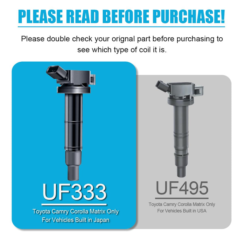 MAS Ignition Coil Compatible with Toyota Corolla Scion Lexus Pontiac Camry Solara Rav4 Highlander TC XB HS250h Vibe Matrix 2.4L L4 UF333 90919-02244 C1330 6731307