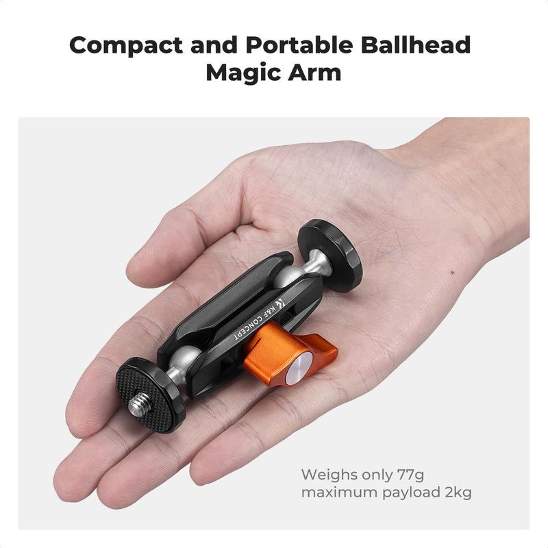 K&F Concept Dual Ball Heads Magic Arm, Articulating Mini Magic Arm with 1/4"-20 Screw, 360° Swivel Ball Head, Aluminum Alloy Camera Monitor Mount Arm for Camera, Light, Microphone, Monitor