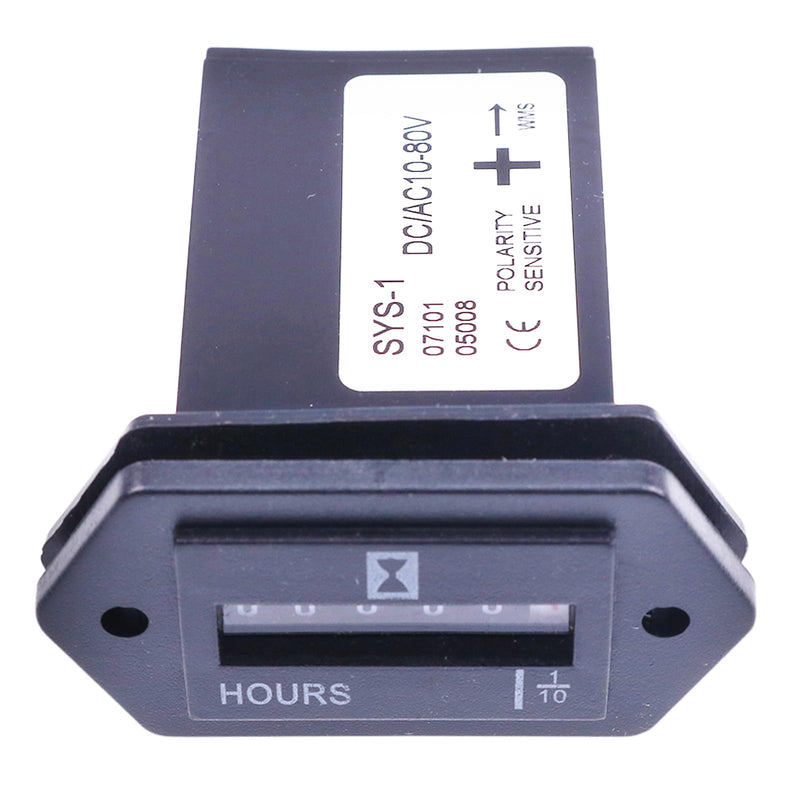 ZTUOAUMA Rectangular Hour Meter Gauge SYS-1 10V-80V DC for Boats Trucks Forklifts Heavy Equipments and Generator Diesel Outboard Engines 6 Digit Display from 1/10 Hour