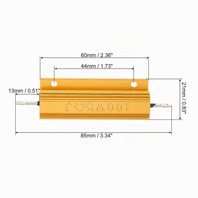 PATIKIL 2pcs 100W 5ohm Aluminum Case Resistor Housing Wire Resistors Screw Tap Power Resistor Gold Tone 5 ohms