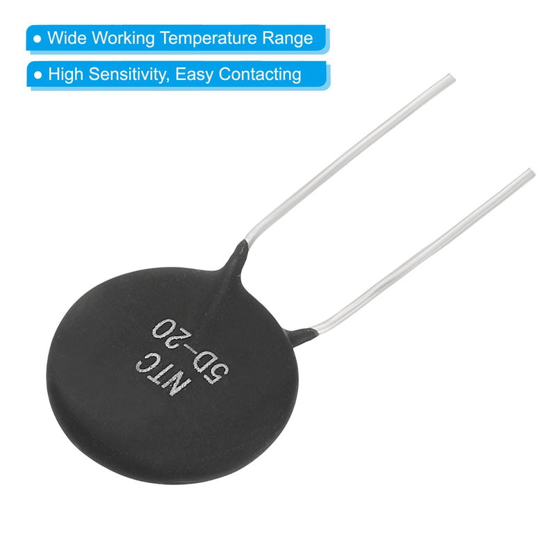 PATIKIL 5Stk NTC Thermistors resistors 5 Ω NTC5D-20 Black | High sensitivity current limiter temperature sensor, for measuring temperature