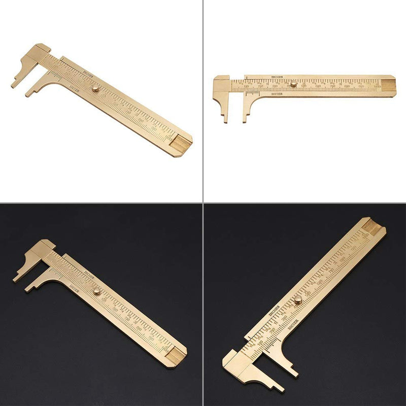 FTVOGUE Vernier Caliper Brass Caliper Ruler Measuring Tool Mini Pocket Ruler Double Scales mm / Inch (100 mm)